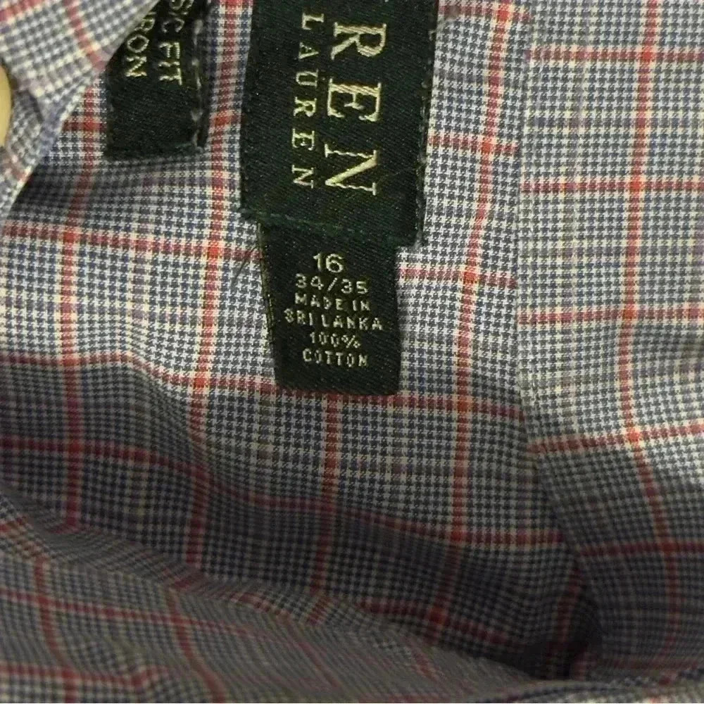 Lauren Ralph Lauren Mens Classic Fit 100% Cotton Long Sleeve Dress Shirt Size 16 - Picture 9 of 12